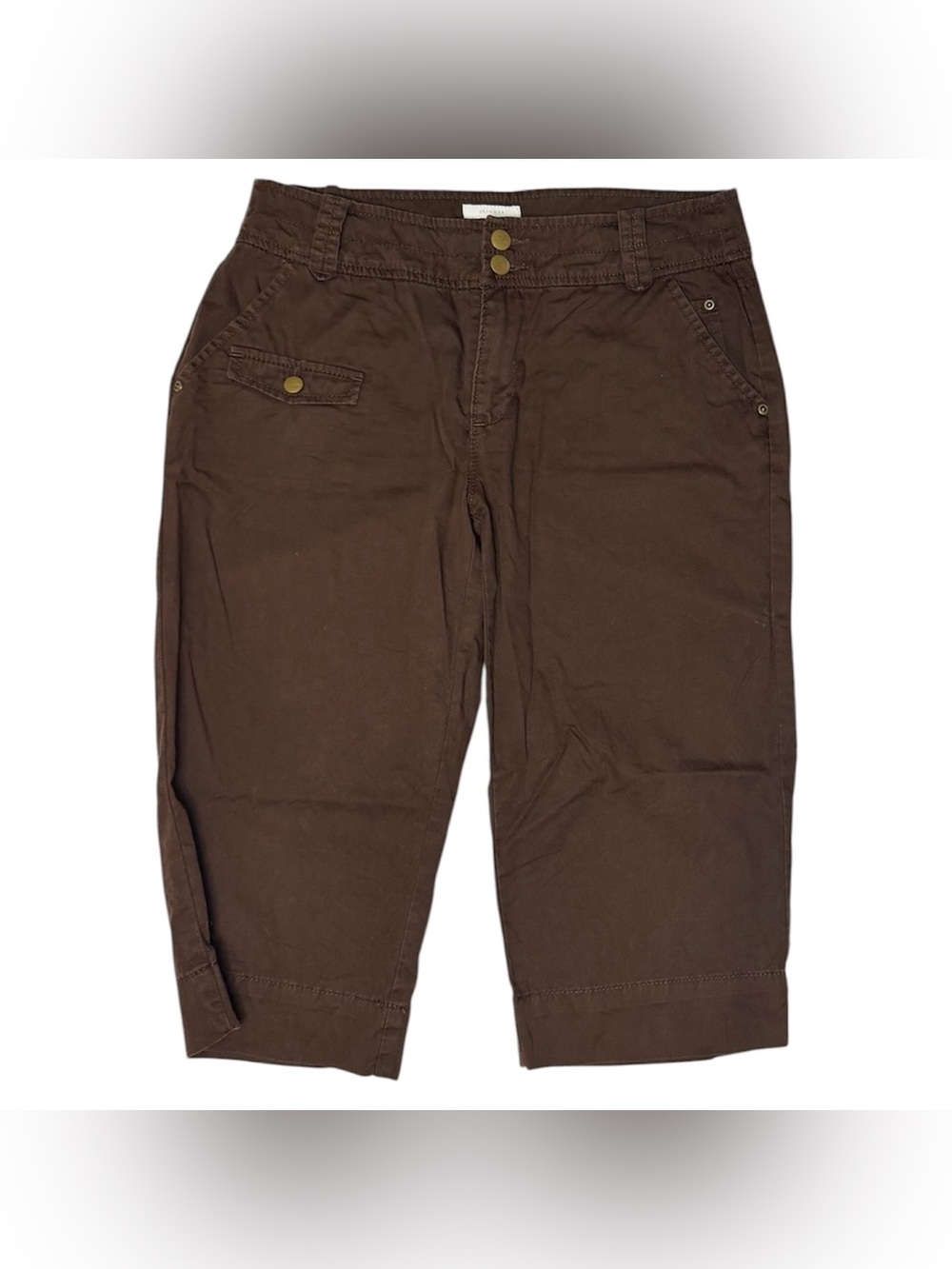 Charter Club Skimmer Size 6 Brown Cotton Capri Pants Cropped Y2K